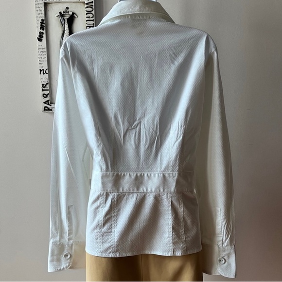 Ann Taylor LOFT White Cotton Long Sleeve Wrap Blouse Size 12 - Picture 6 of 7